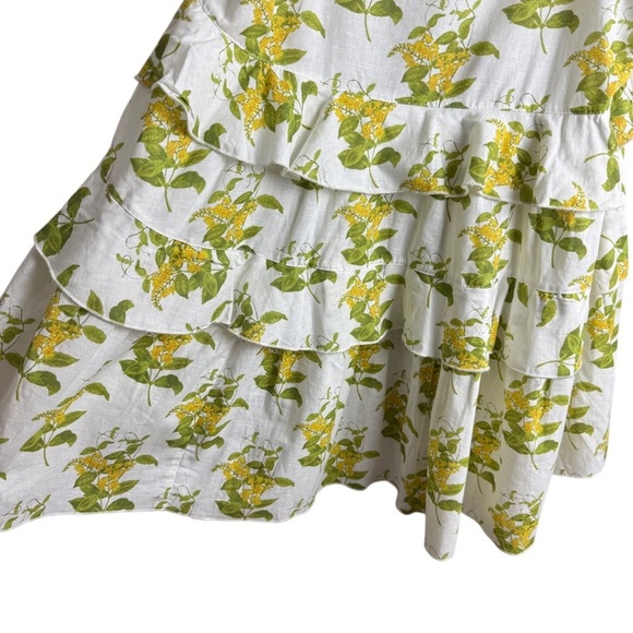 Cousin The Label Women’s Medium Floral Babydoll Dress Tiered Ruffled Linen Blend - Picture 5 of 10